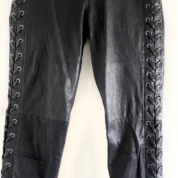 New A.L.C. ‘Dent’ Black Lace-Up Leather Pants Size 4 - Picture 8 of 13